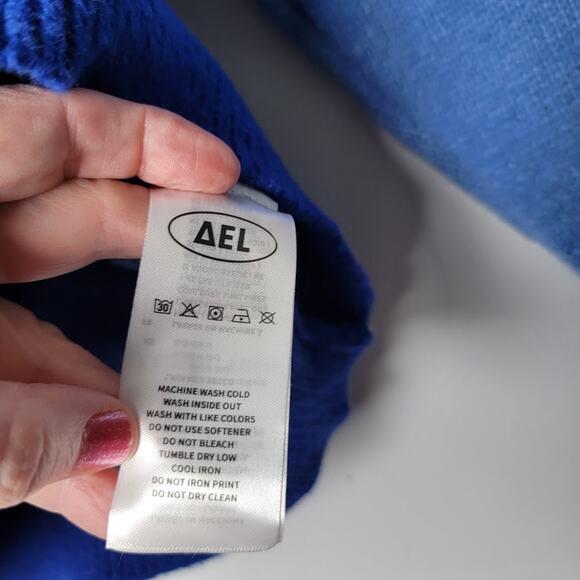 Aelfric Eden Colorblock Sweater Men's XL Blue Cream Chunky Knit Indie Streetwear - Picture 8 of 10